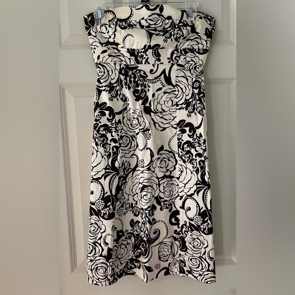 B Darlin Strapless Sheath cream with brown floral Dress Size 9/10